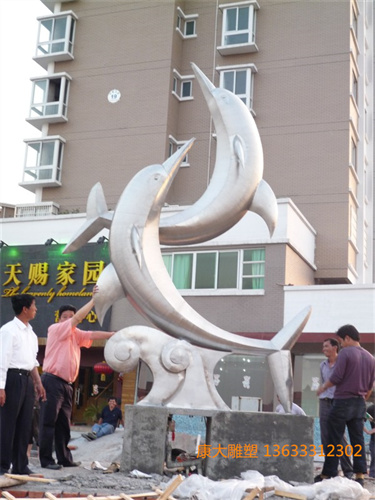 抽象海豚不銹鋼雕塑景觀海豚不銹鋼雕塑擺件