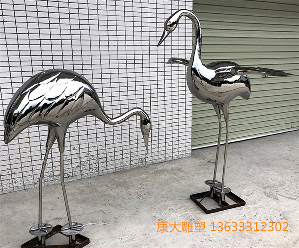 廣場不銹鋼仙鶴雕塑城市仙鶴造型不銹鋼雕塑擺件