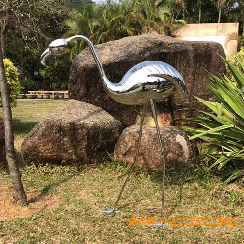 水景火烈鳥不銹鋼雕塑景區(qū)不銹鋼火烈鳥雕塑擺件
