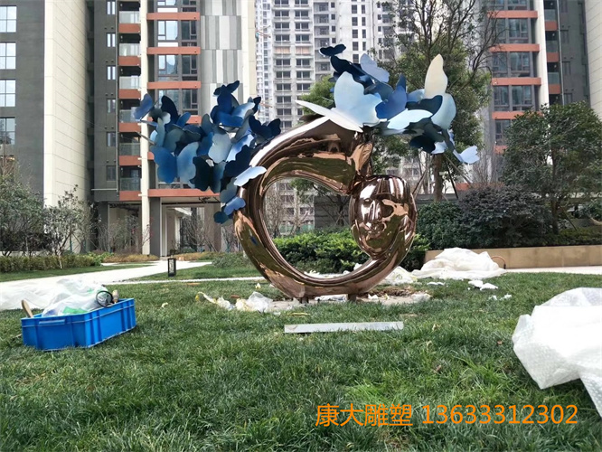 城市不銹鋼仿真蝴蝶雕塑校園仿真蝴蝶不銹鋼雕塑擺件