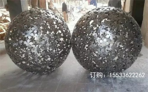 不锈钢雕塑镂空花球发光圆球广场商业街酒店水景装饰景观摆件定制