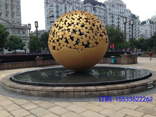 不锈钢雕塑镂空花球发光圆球商业街广场酒店水景装饰景观摆件定制