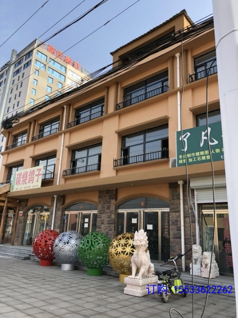 不锈钢镂空球雕塑铁艺发光花球金属圆球酒店房地产景观摆件