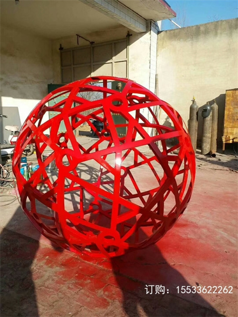 不锈钢镂空球雕塑户外铁艺发光花球金属圆球水景景观艺术摆件
