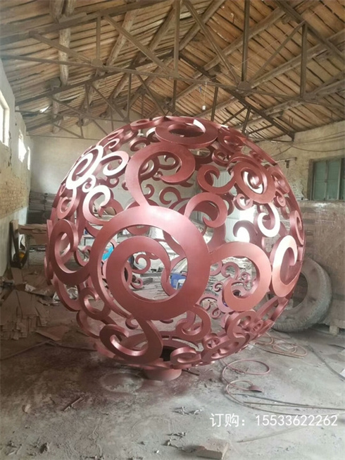 不锈钢镂空球雕塑户外铁艺发光花球金属圆球房地产景观装饰摆件