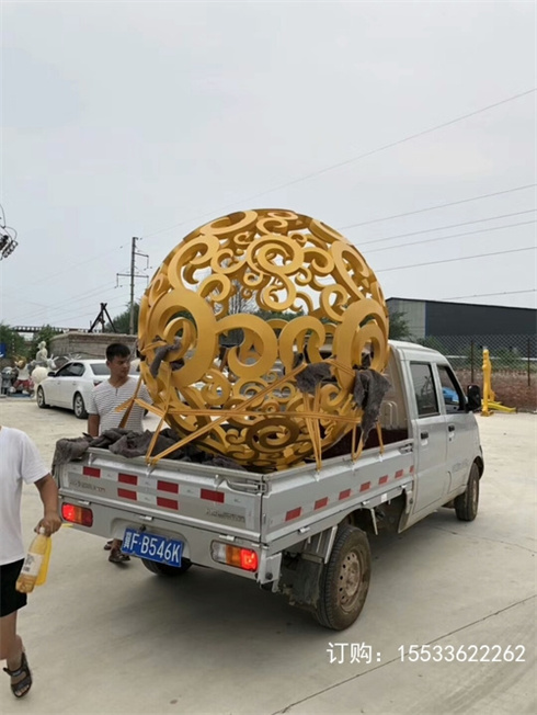 不锈钢镂空球雕塑铁艺发光花球金属圆房地产景观装饰摆件定制