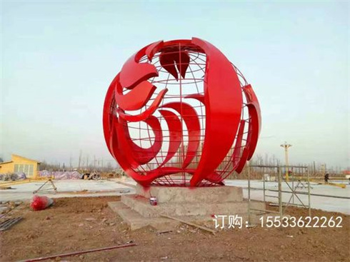 不锈钢镂空球雕塑铁艺发光花球金属圆房地产景观装饰摆件定制