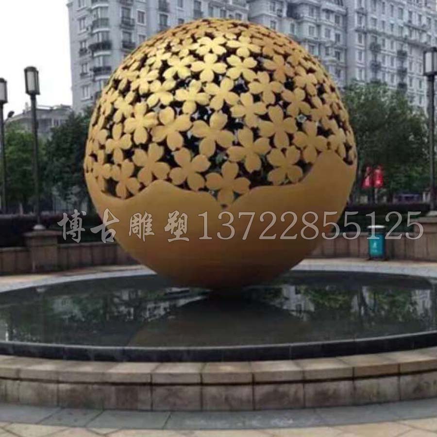 不銹鋼雕塑景觀球鏤空球城市廣場雕塑