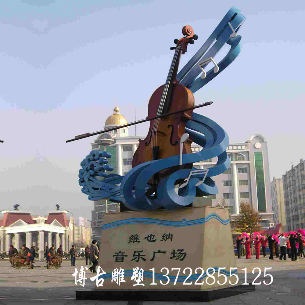 广场公园现代小提琴创意不锈钢雕塑