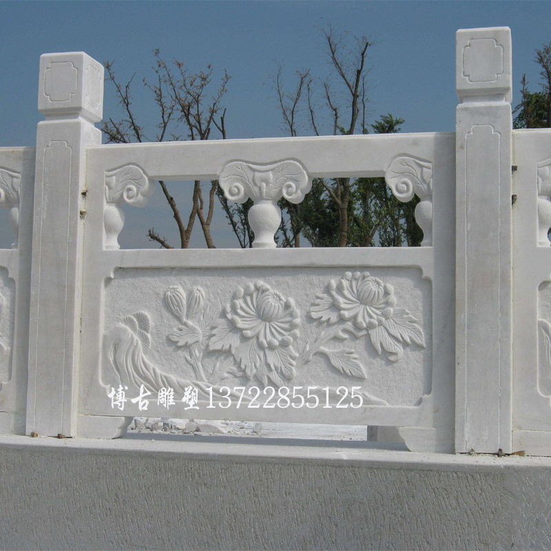 石雕栏板雕花别墅围栏河道护栏汉白玉栏杆