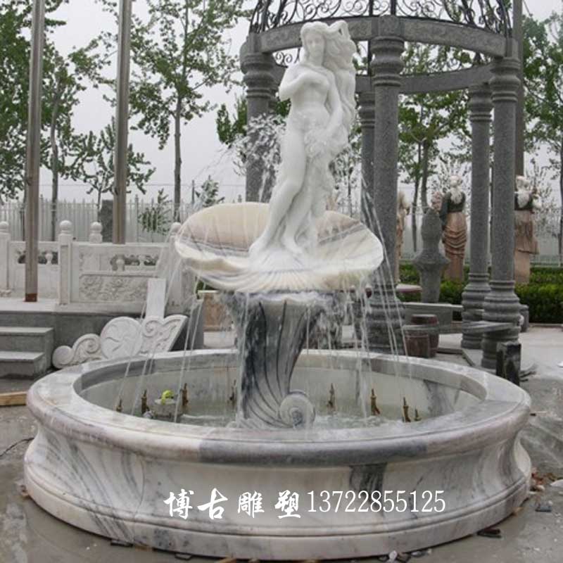 石雕噴泉歐式漢白玉人物噴泉大型廣場石雕噴泉