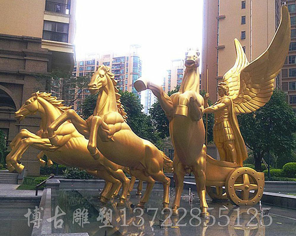 铸铜阿波罗战车马雕塑广场公园雕塑