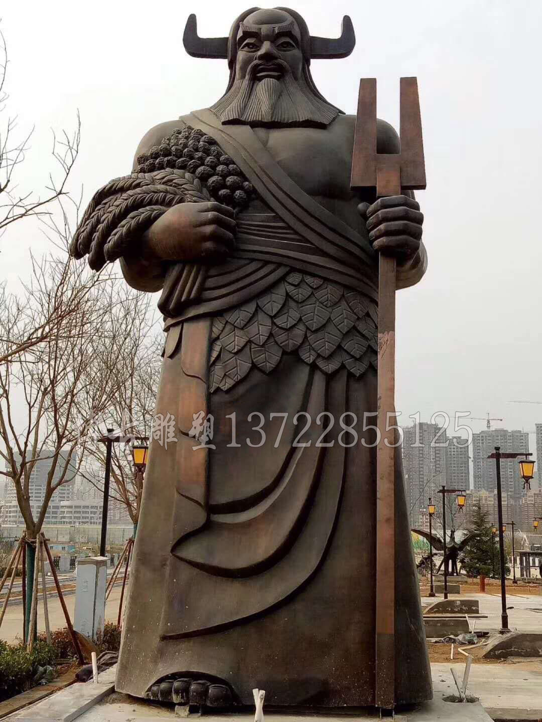 铸铜人物神农铜雕雕塑神话人物广场公园城市雕塑