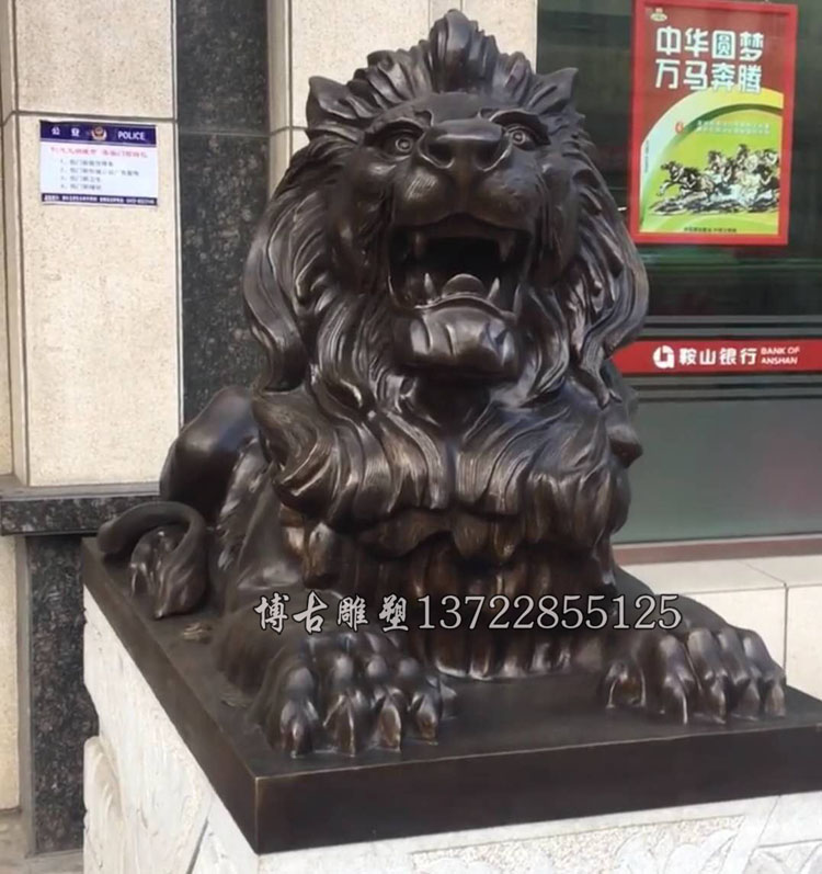 石雕狮子  中国黑石雕狮子 酒店别墅门口摆件