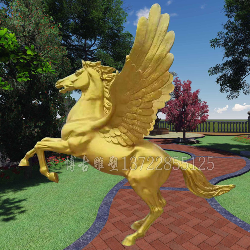 玻璃鋼馬  玻璃鋼動物飛馬雕塑  公園廣場擺件 河北廠家