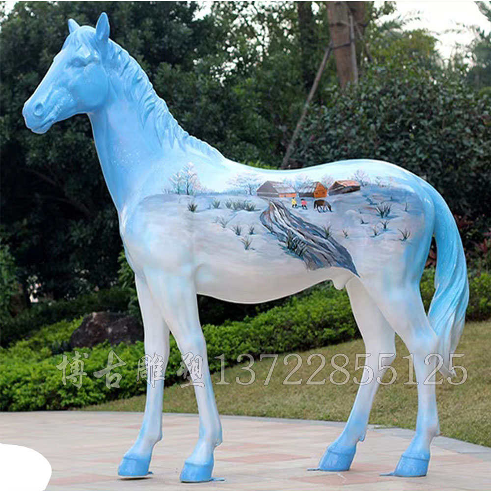 玻璃鋼馬  玻璃鋼動物彩繪馬雕塑  公園廣場城市動物雕塑  河北廠家