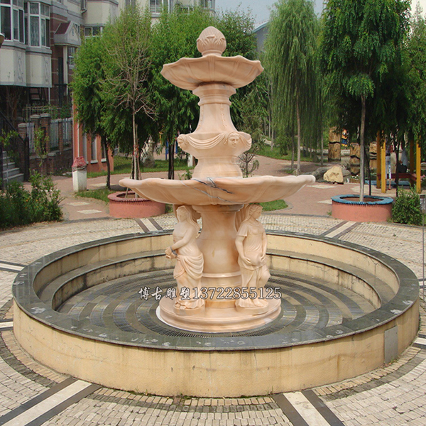 石雕噴泉  歐式晚霞紅人物噴泉 廣場公園城市石雕噴泉
