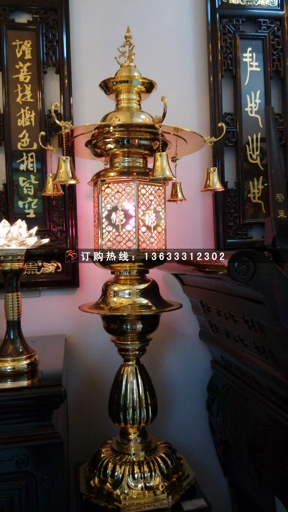 彩绘三宝佛雕塑 玻璃钢彩绘佛像雕塑 铜雕五方佛