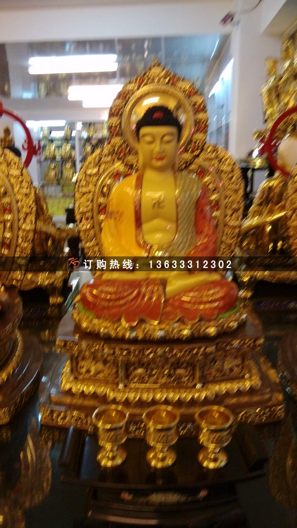 玻璃钢彩绘贴金四大天王观音神仙如来佛像雕塑生产厂