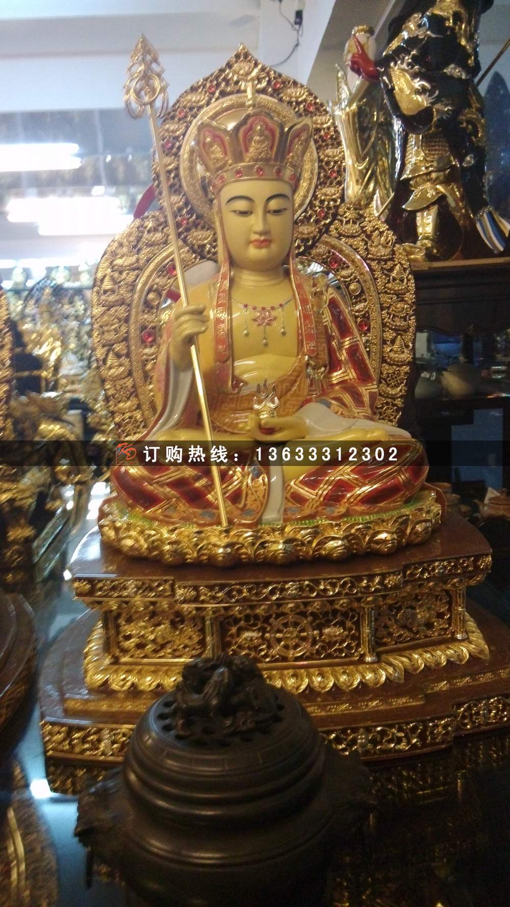 玻璃钢彩绘佛像铜像 户外仿铜工艺品定制 寺庙祈福佛像