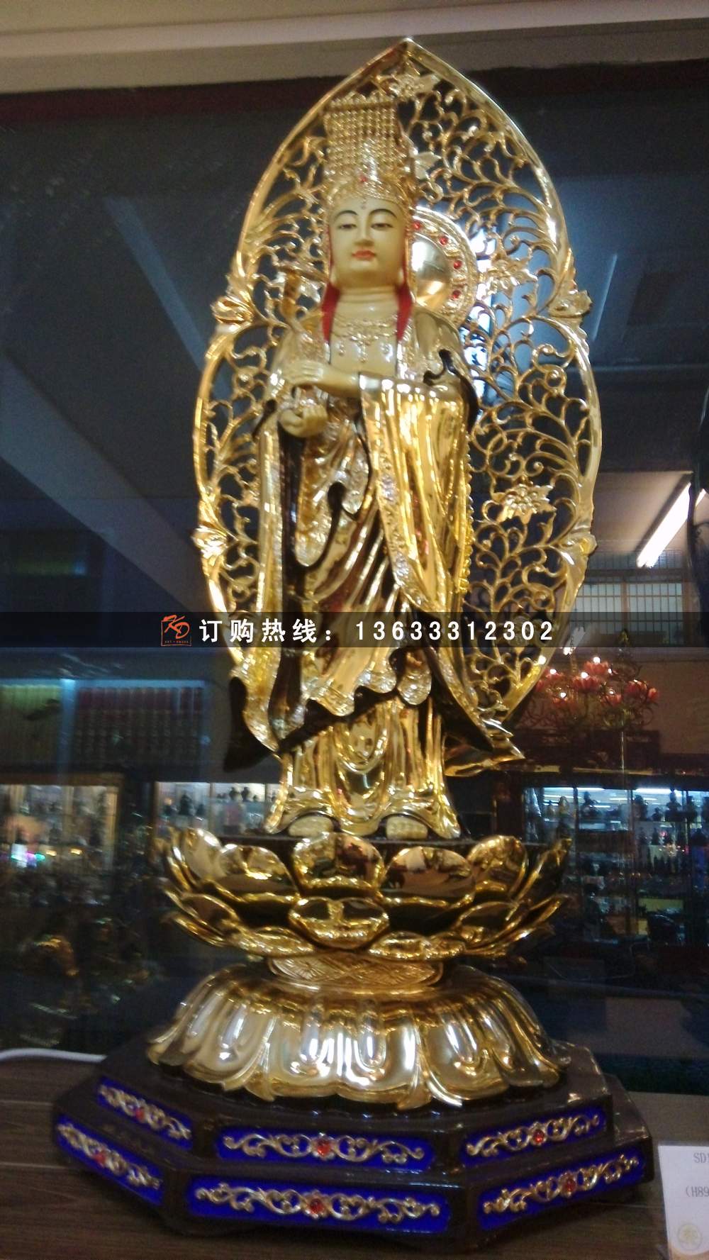 彩绘玻璃钢铸铜四大天王佛像 力士金刚雕塑 定制神像摆件