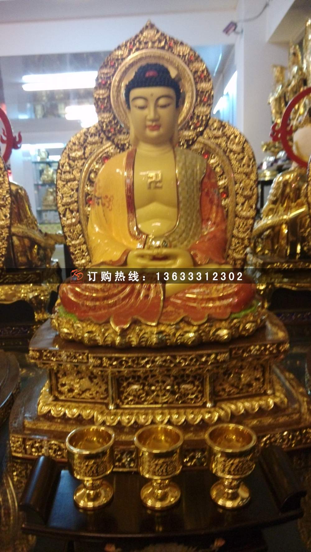 铸铜仿铜玻璃钢佛像如来佛贴金彩绘文殊菩萨雕塑