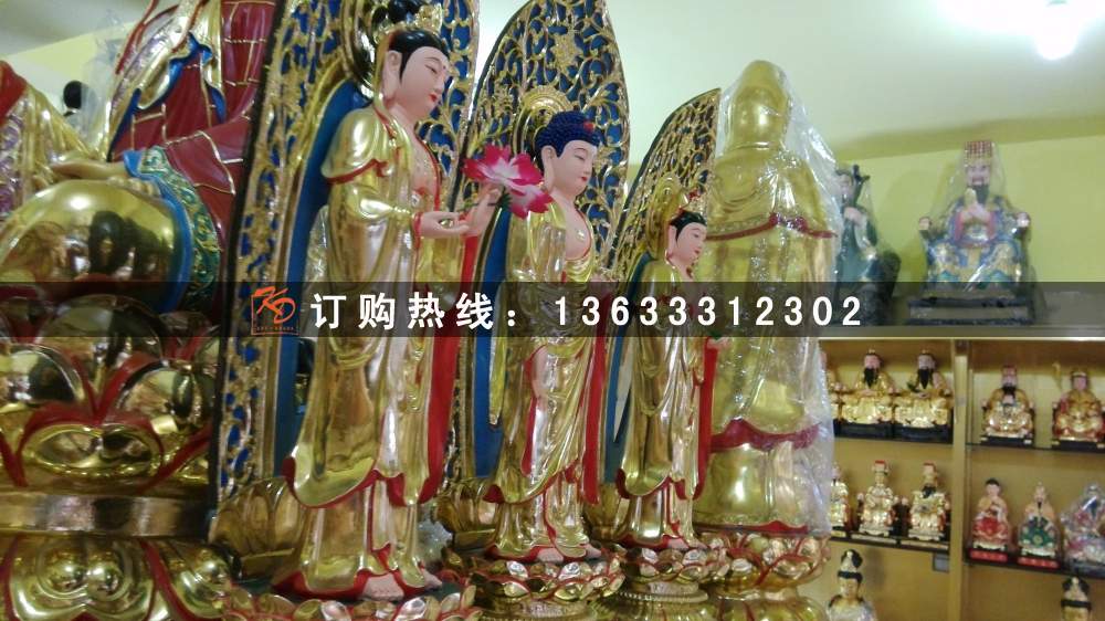 玻璃钢彩绘佛像 玻璃钢千眼千臂观世音菩萨贴金佛像