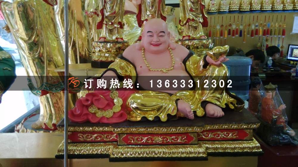 玻璃钢贴金十八罗汉雕塑厂家 降龙罗汉彩绘佛像雕塑供应