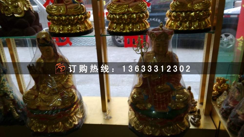 玻璃钢彩绘佛像雕塑 彩绘贴金佛像生产厂家