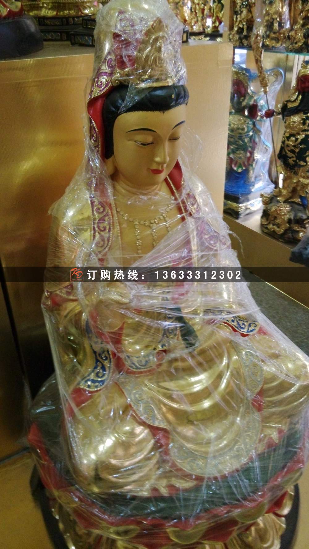 彩绘三宝佛玻璃钢雕刻厂 三世佛塑像 彩绘五方佛 琉璃药师佛像