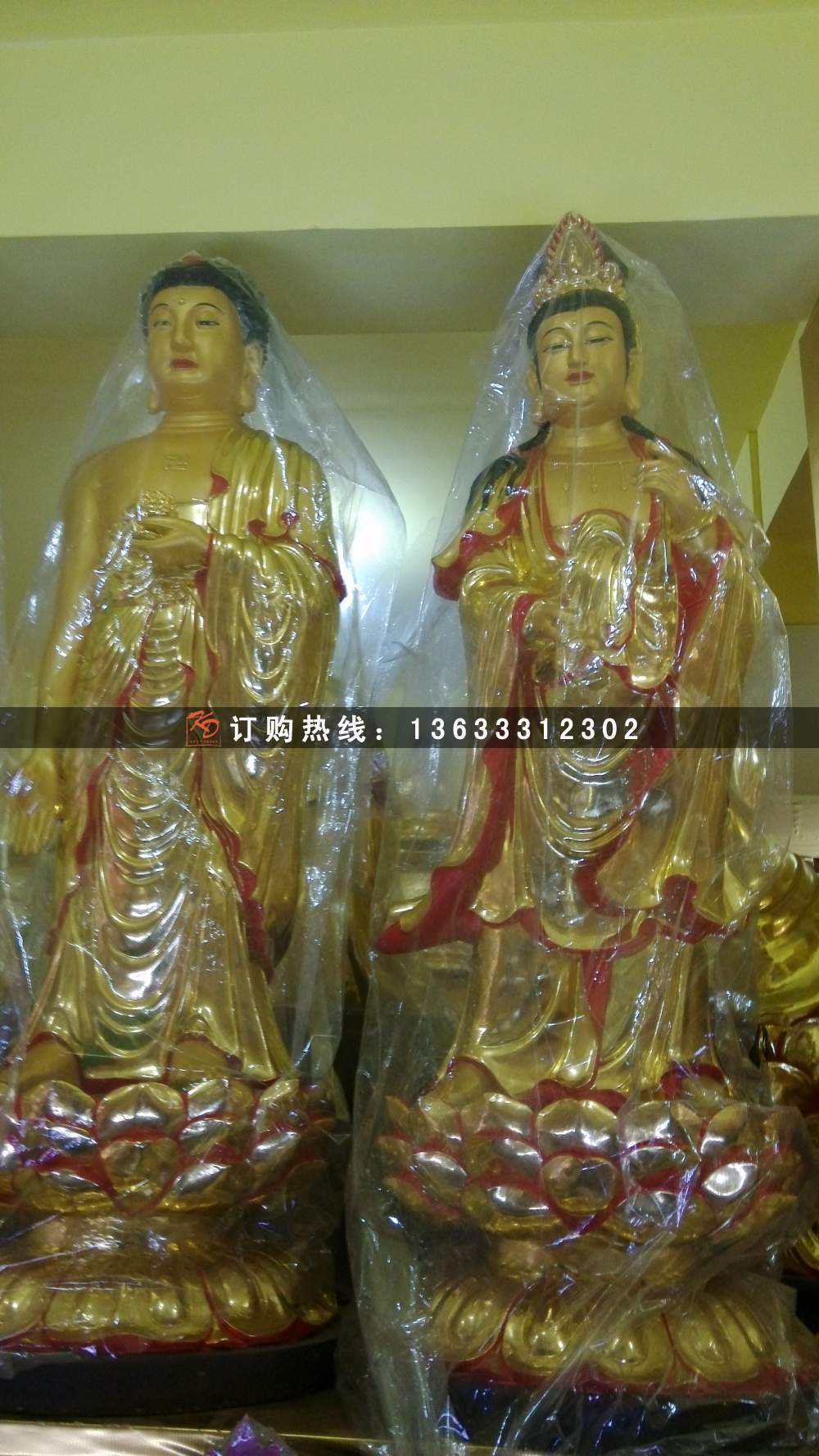 玻璃钢彩绘十八罗汉佛像，玻璃钢贴金十八罗汉雕塑厂家