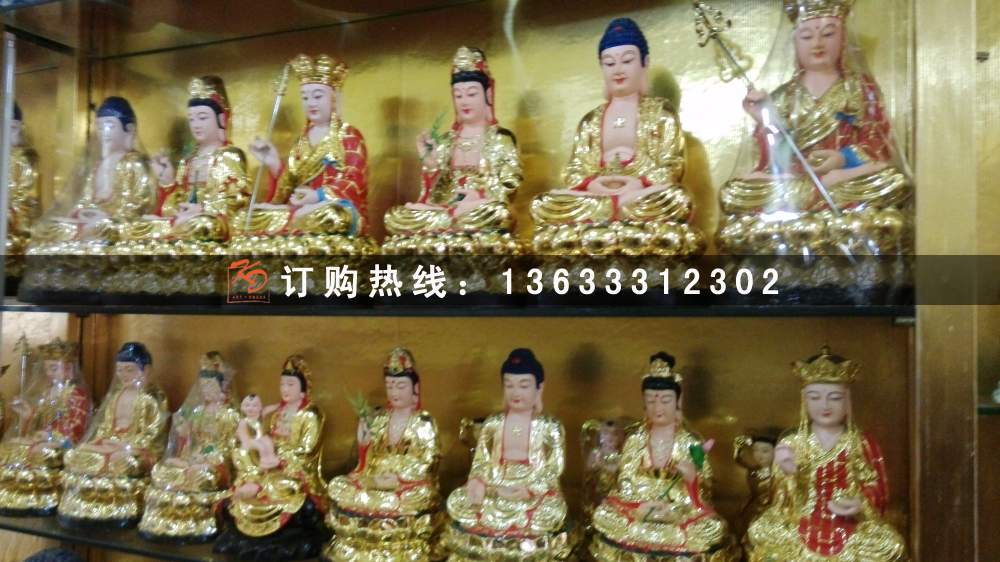 彩绘玻璃钢十八罗汉  彩绘三世佛神像 寺庙神像摆件