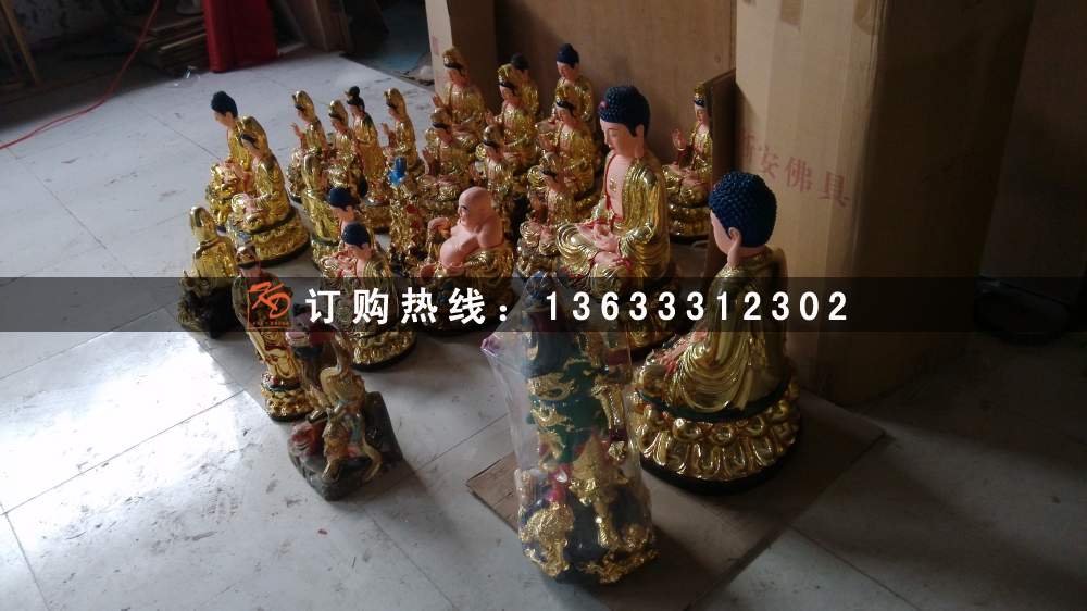 定做寺庙玻璃钢十八罗汉佛像 树脂玻璃钢彩绘佛像雕塑