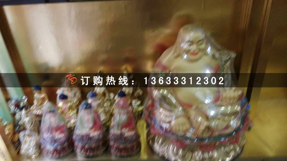 玻璃钢雕塑彩绘贴金弥勒佛神像 玻璃钢彩绘观音雕塑厂家