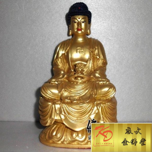 玻璃钢坐莲花三宝佛像 供奉寺院玻璃钢贴金三宝佛定制
