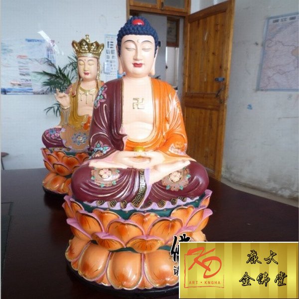 大型玻璃钢佛像 寺庙彩绘三世佛三宝佛佛像雕塑