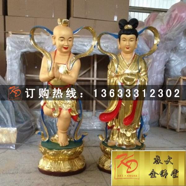 玻璃钢鳌鱼观音鱼龙观音善财龙女雕塑 玻璃钢彩绘佛像雕塑厂家