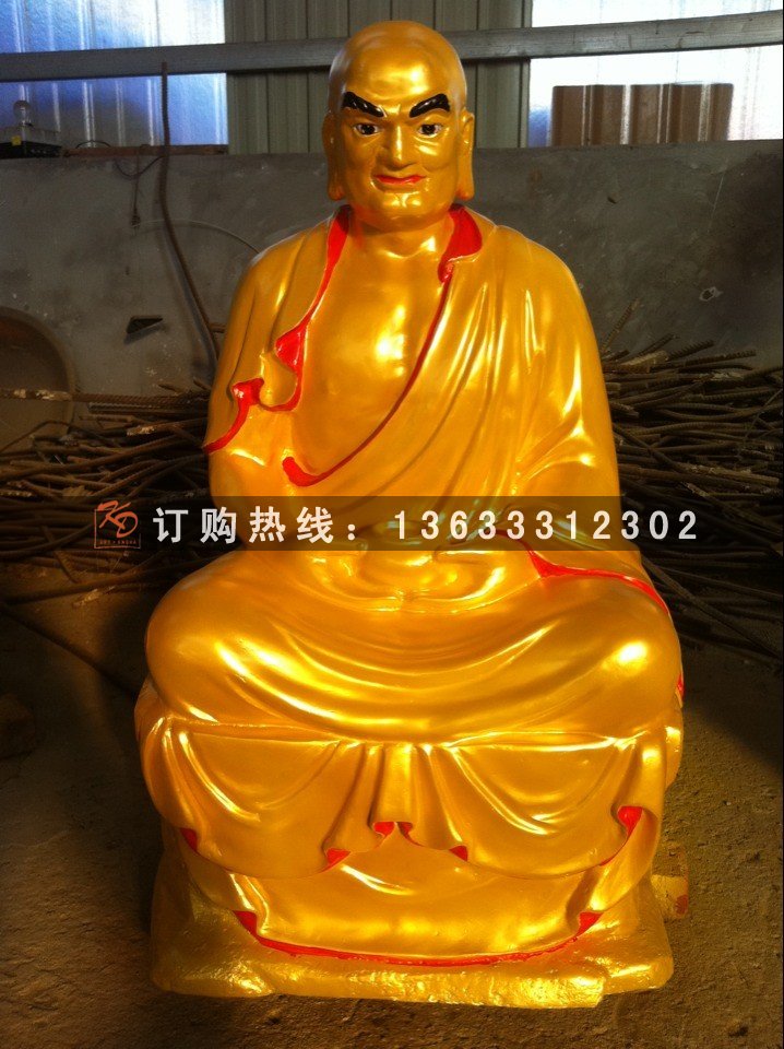 文殊普贤玻璃钢佛像定制 大型玻璃钢彩绘西方三圣 十八罗汉雕塑