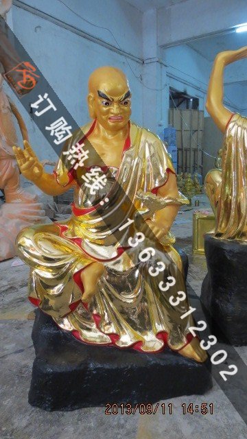 玻璃钢彩绘观音树脂玻璃钢塑像木雕铸铜雕塑四大天王十八罗汉雕塑厂家