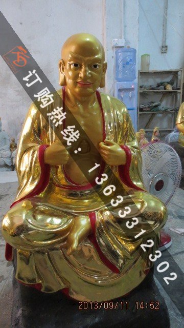 玻璃钢彩绘十八罗汉佛像 玻璃钢阿罗汉佛像 寺庙佛像加工