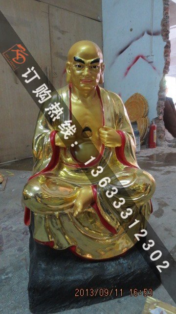 玻璃钢彩绘神像 玻璃钢十八罗汉达摩祖师爷佛像雕塑