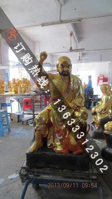 玻璃钢大型寺庙彩绘佛像罗汉 铜雕玻璃钢铸铜材质十八罗汉雕塑厂家