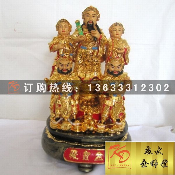 玻璃钢树脂彩绘文武财神像 彩绘贴金财神爷神像