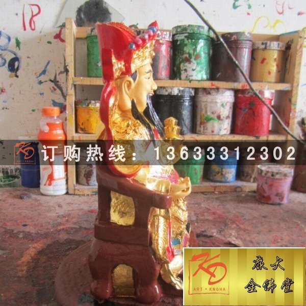 玻璃钢五路财神神像定制 玻璃钢彩绘财神爷文武财神神像雕塑厂家