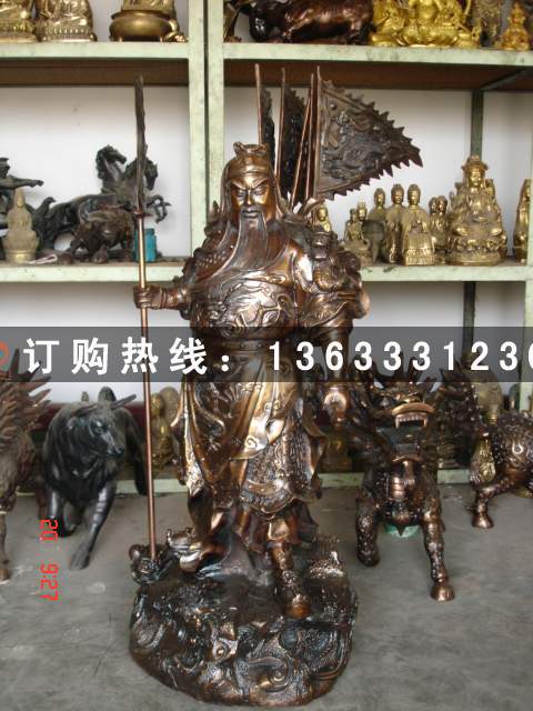 大型玻璃钢铜雕关公神像关二爷站像关帝圣君铸铜佛像定制