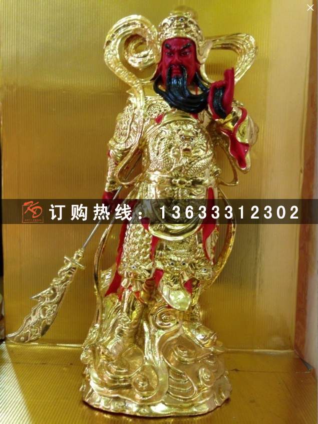 玻璃钢五路财神贴金神像 北方黑财神玻璃钢雕像
