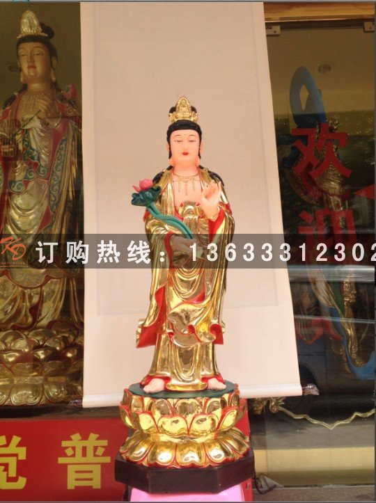 彩绘西方三圣佛像 玻璃钢西方三圣像 彩绘西方三圣雕塑厂家