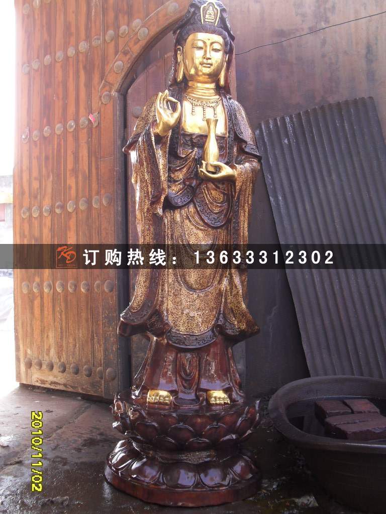 定制大型玻璃钢佛像雕塑 释迦摩尼贴金佛像铸铜三宝佛三世佛雕塑厂