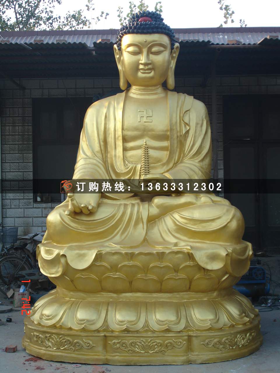 玻璃钢佛像雕塑释迦牟尼佛二弟子 定制三宝佛