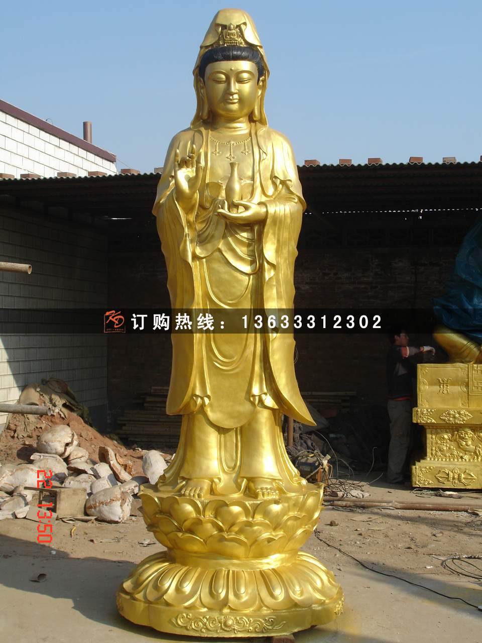 玻璃钢佛像观音雕塑,树脂工艺,寺庙大型玻璃钢观音佛像定制